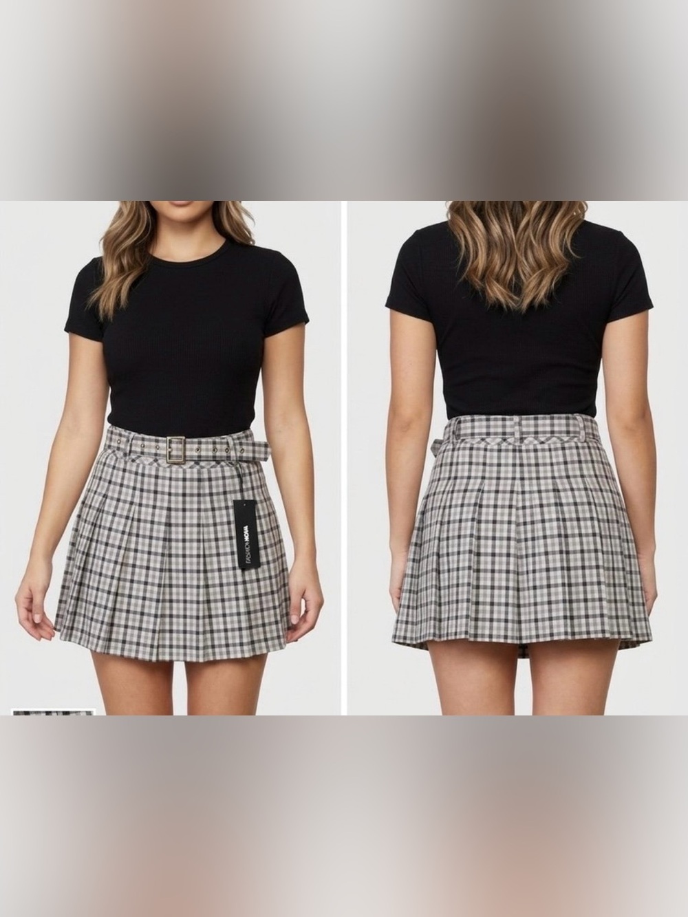 NWT Fashion Nova Giana Plaid Pleated Mini Skirt – Size XS